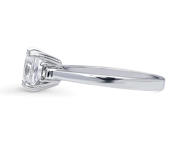3-Stone Princess CZ Ring in Sterling Silver