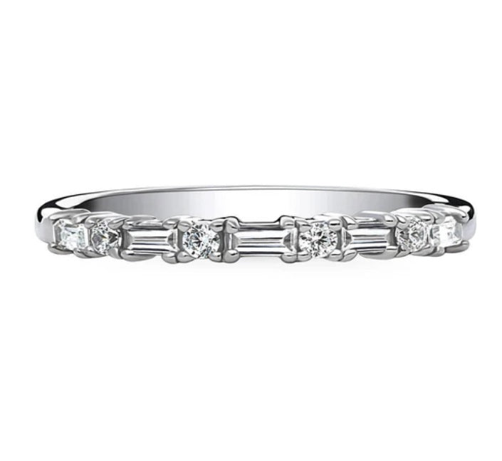 Art Deco CZ Half Eternity Ring in Sterling Silver