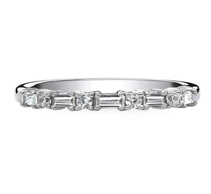 Art Deco CZ Half Eternity Ring in Sterling Silver