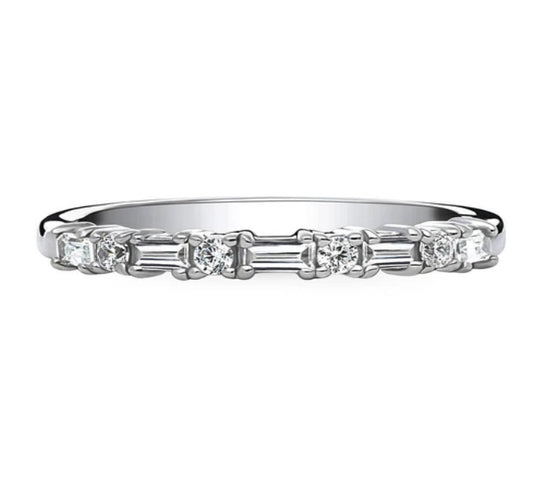 Art Deco CZ Half Eternity Ring in Sterling Silver