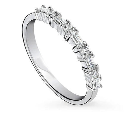 Art Deco CZ Half Eternity Ring in Sterling Silver