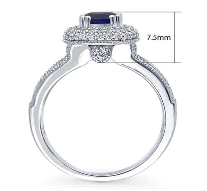 Halo Round CZ Split Shank Ring in Sterling Silver