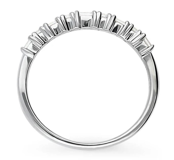 Art Deco CZ Half Eternity Ring in Sterling Silver