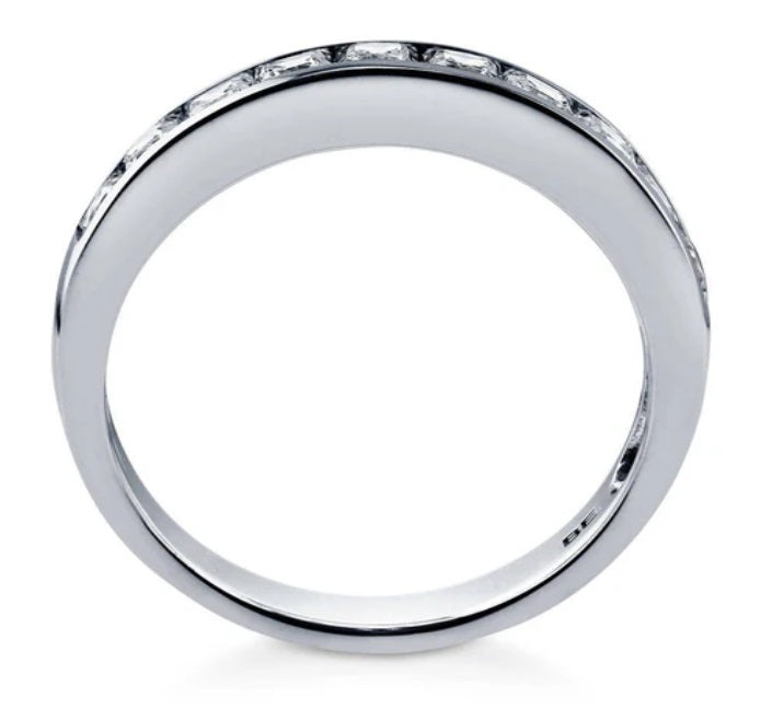 Channel Set Princess CZ Half Eternity Ring in Sterling Silver
