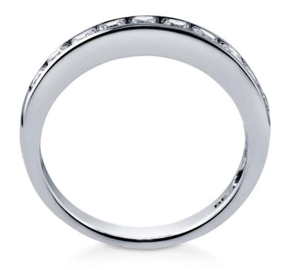 Channel Set Princess CZ Half Eternity Ring in Sterling Silver