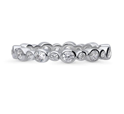 Bubble Bezel Set CZ Eternity Ring in Sterling Silver