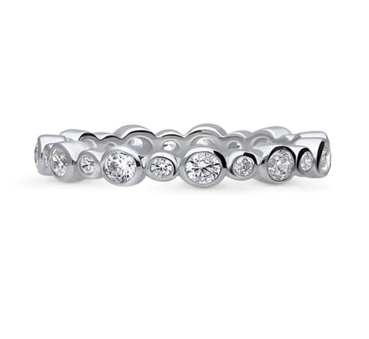 Bubble Bezel Set CZ Eternity Ring in Sterling Silver