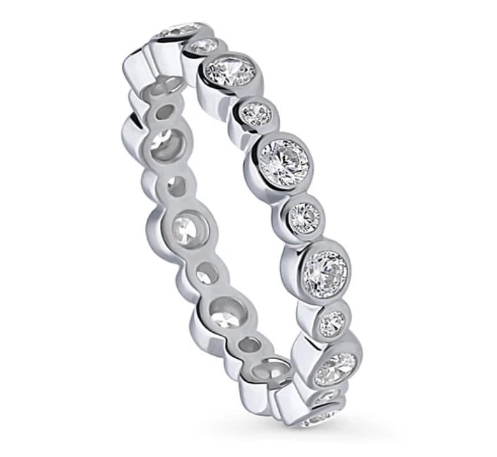 Bubble Bezel Set CZ Eternity Ring in Sterling Silver