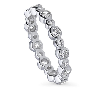 Bubble Bezel Set CZ Eternity Ring in Sterling Silver
