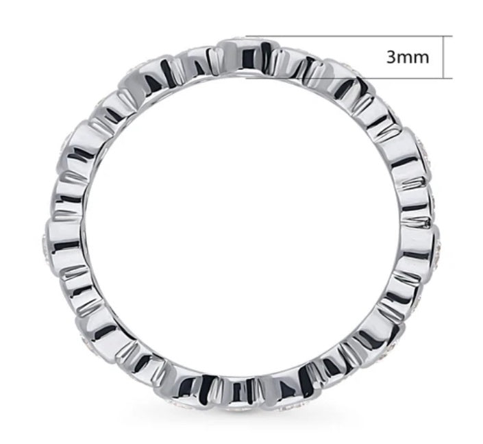 Bubble Bezel Set CZ Eternity Ring in Sterling Silver