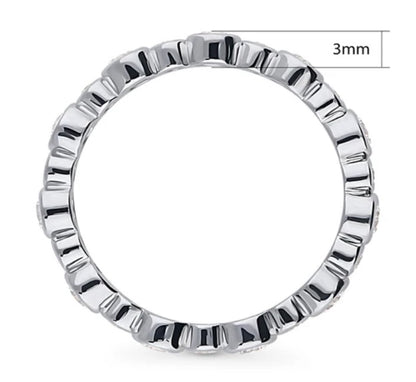 Bubble Bezel Set CZ Eternity Ring in Sterling Silver