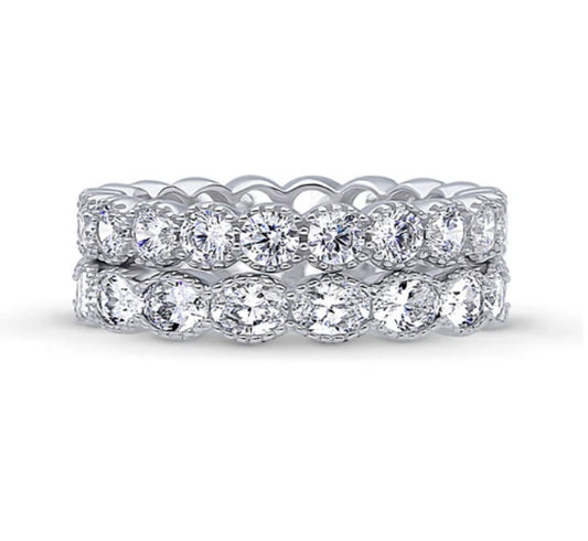 Milgrain CZ Stackable Ring Set in Sterling Silver