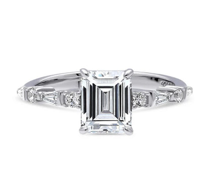 Solitaire Art Deco 1.7ct Step Emerald Cut CZ Ring in Sterling Silver