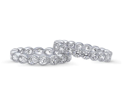 Milgrain CZ Stackable Ring Set in Sterling Silver
