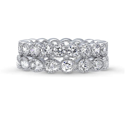 Milgrain CZ Stackable Ring Set in Sterling Silver