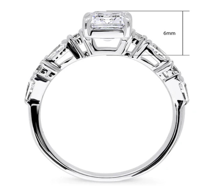 Solitaire Art Deco 1.7ct Step Emerald Cut CZ Ring in Sterling Silver