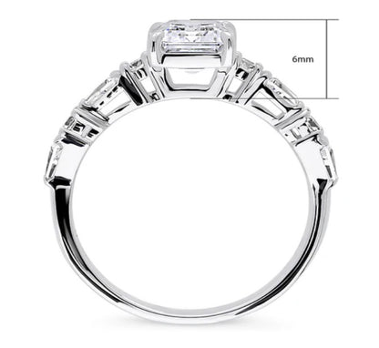 Solitaire Art Deco 1.7ct Step Emerald Cut CZ Ring in Sterling Silver
