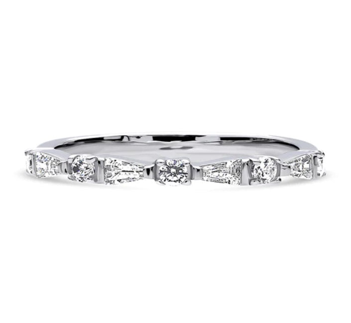 Art Deco CZ Half Eternity Ring in Sterling Silver
