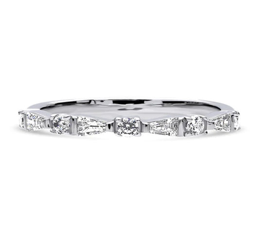 Art Deco CZ Half Eternity Ring in Sterling Silver