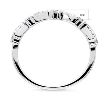 Art Deco CZ Half Eternity Ring in Sterling Silver