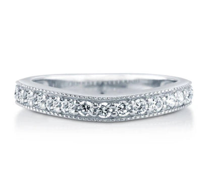 Pave Set CZ Curved Half Eternity Ring in Sterling Silver