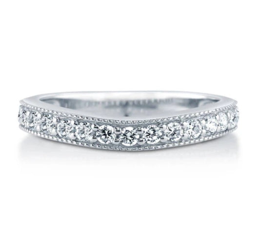Pave Set CZ Curved Half Eternity Ring in Sterling Silver