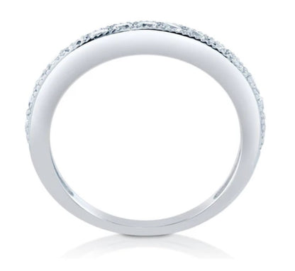 Pave Set CZ Curved Half Eternity Ring in Sterling Silver