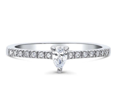 Solitaire 0.3ct Pear CZ Ring in Sterling Silver