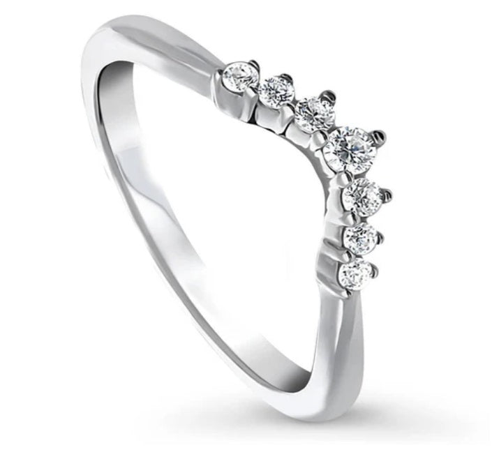 Wishbone 7-Stone CZ Curved Band in Sterling Silver