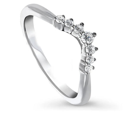 Wishbone 7-Stone CZ Curved Band in Sterling Silver