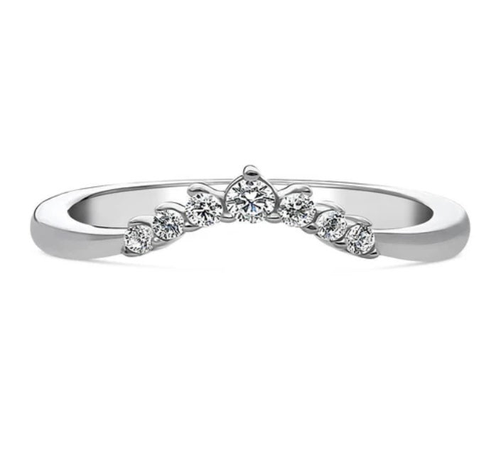 Wishbone 7-Stone CZ Curved Band in Sterling Silver
