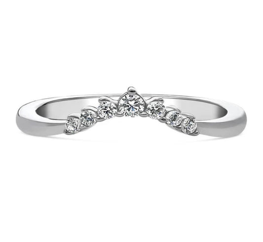 Wishbone 7-Stone CZ Curved Band in Sterling Silver