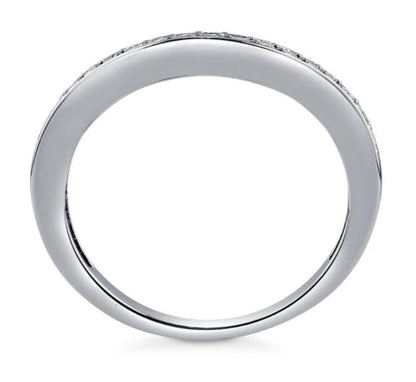 Pave Set CZ Curved Half Eternity Ring in Sterling Silver