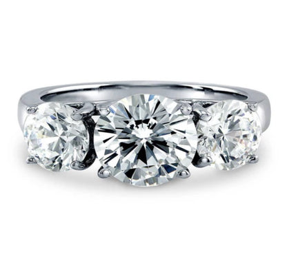 3-Stone Round CZ Ring in Sterling Silver