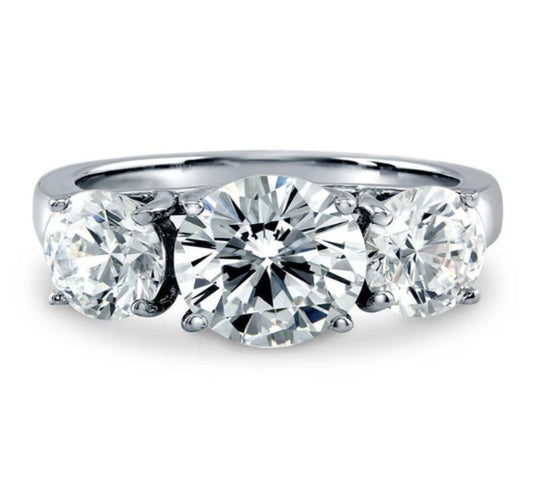 3-Stone Round CZ Ring in Sterling Silver