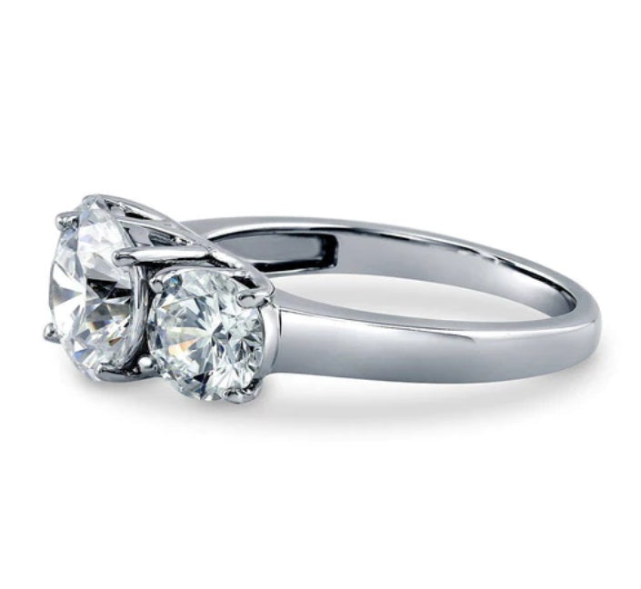 3-Stone Round CZ Ring in Sterling Silver
