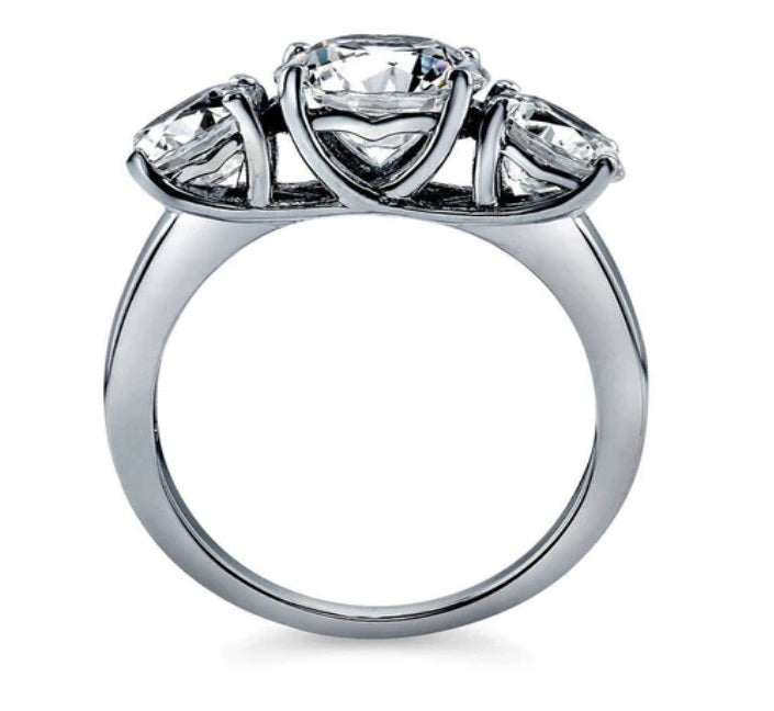 3-Stone Round CZ Ring in Sterling Silver