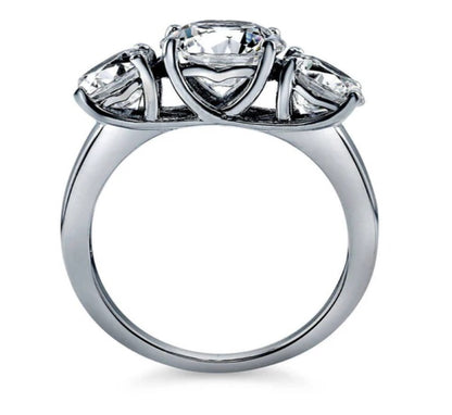 3-Stone Round CZ Ring in Sterling Silver