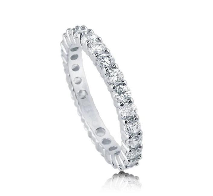 Pave Set CZ Eternity Ring in Sterling Silver