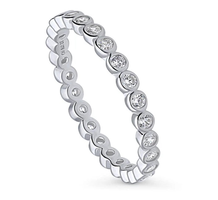 Bubble Bezel Set CZ Eternity Ring in Sterling Silver