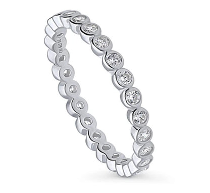 Bubble Bezel Set CZ Eternity Ring in Sterling Silver