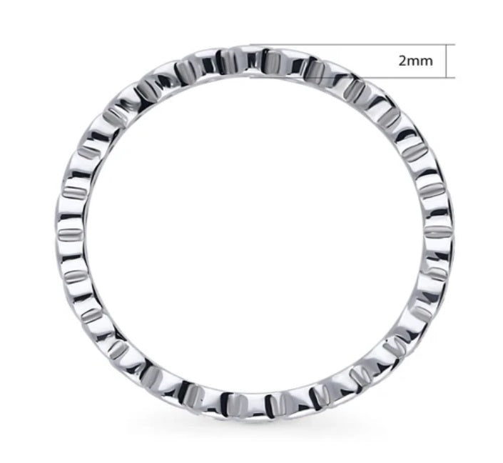 Bubble Bezel Set CZ Eternity Ring in Sterling Silver