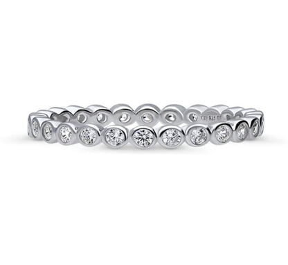 Bubble Bezel Set CZ Eternity Ring in Sterling Silver