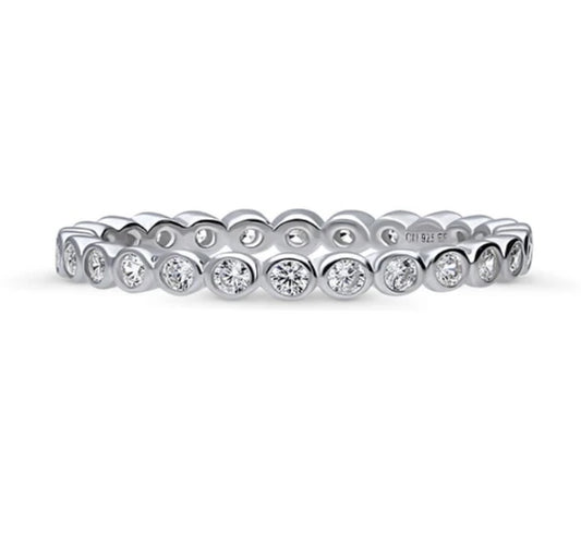 Bubble Bezel Set CZ Eternity Ring in Sterling Silver