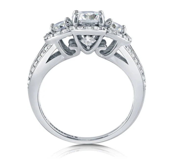 3-Stone Round CZ Split Shank Ring in Sterling Silver