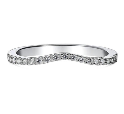 Wishbone CZ Curved Half Eternity Ring in Sterling Silver