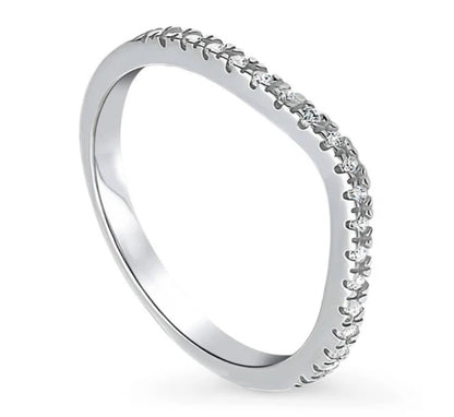 Wishbone CZ Curved Half Eternity Ring in Sterling Silver