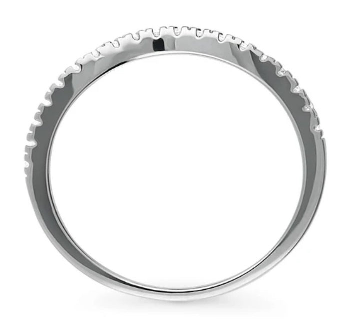 Wishbone CZ Curved Half Eternity Ring in Sterling Silver