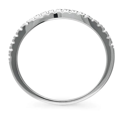 Wishbone CZ Curved Half Eternity Ring in Sterling Silver