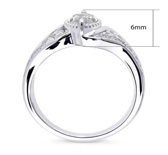 Halo Woven Marquise CZ Ring in Sterling Silver